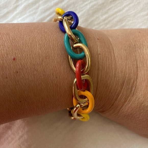 Jewelry - Rainbow Colored Stretch Chain Link Bracelet‎